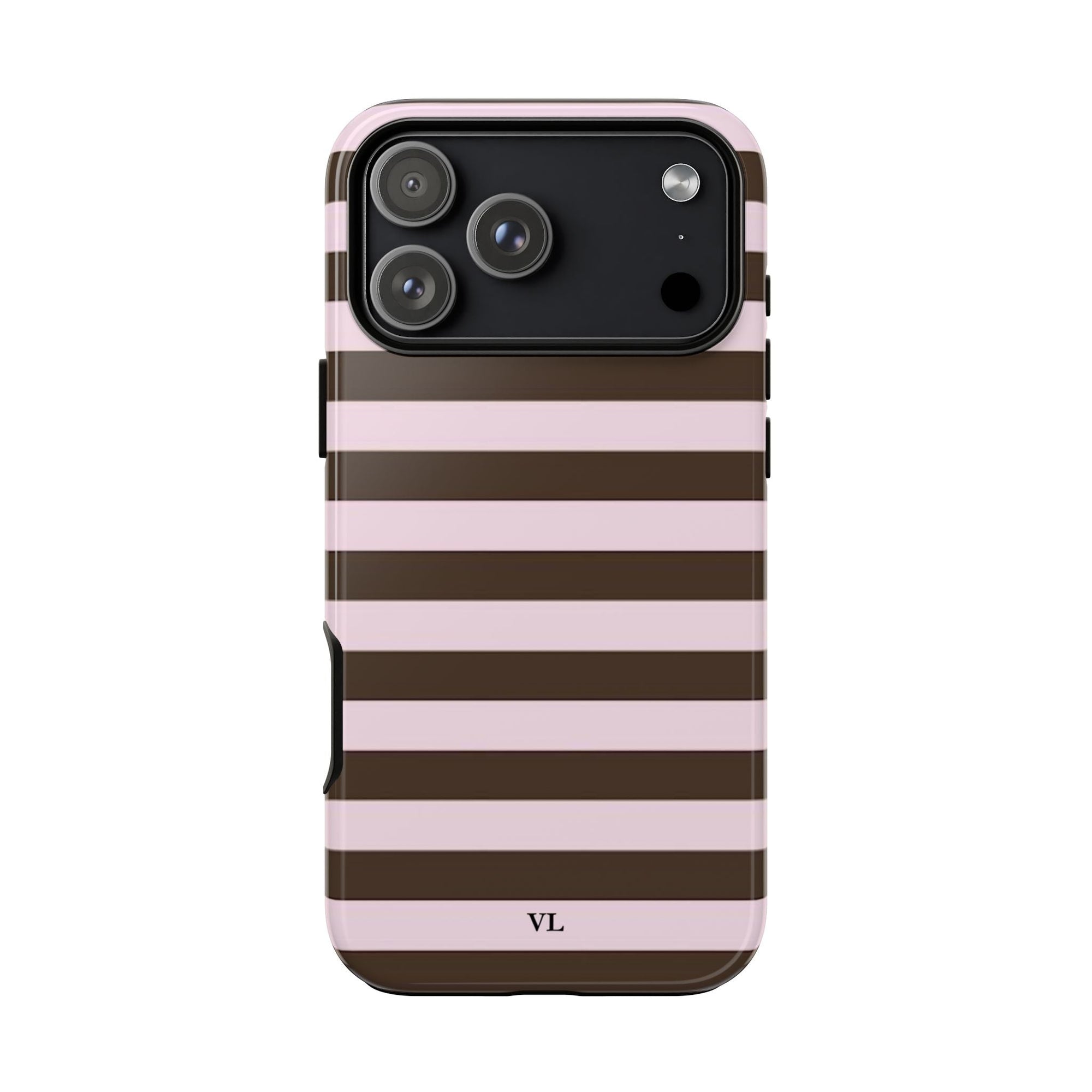 Pink & Chocolate Stripe Case - Vanilla Lane